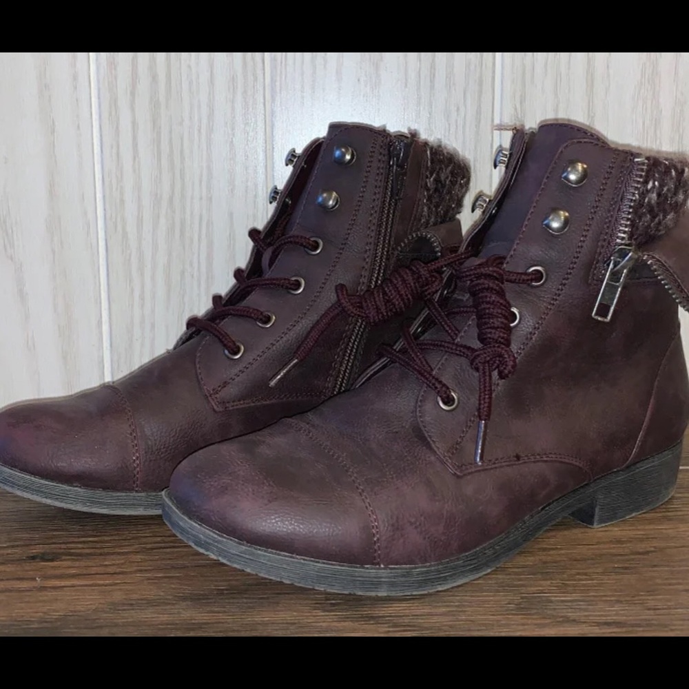 Mudd Dark Maroon Lace up Boots